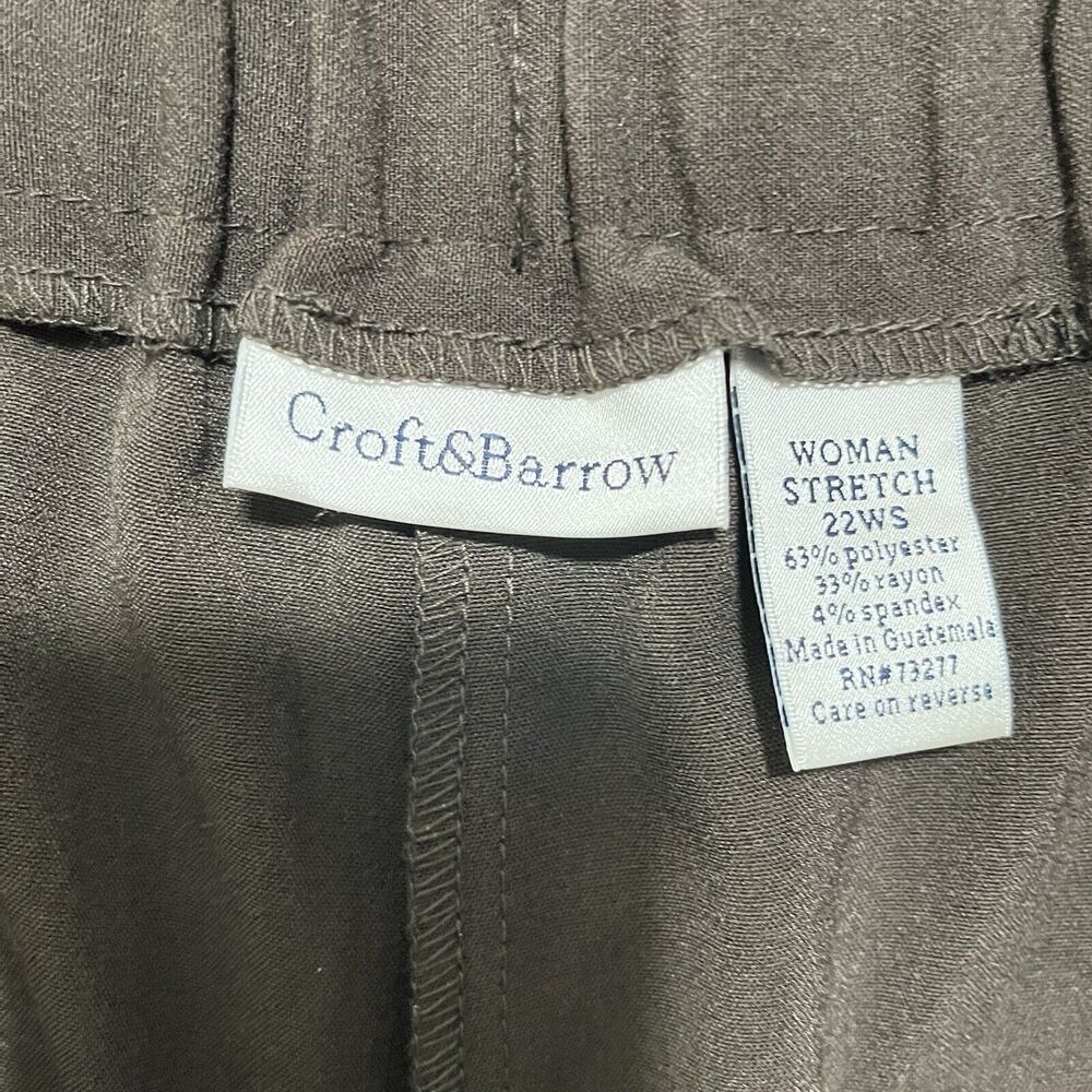 Women's Croft & Barrow Pants Plus Size 22WS Stretch Pull On Pockets Brown - Picture 3 of 4